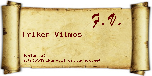 Friker Vilmos névjegykártya